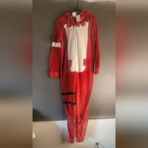 FORTNITE  bold pink HOODED JUMPSUIT SLEEPWEAR HALLOWEEN COSTUME 8/10 girls